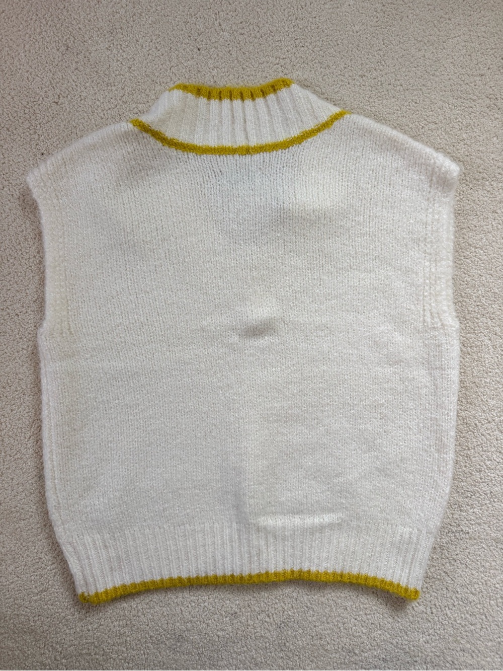pistola Cream V-Neck Sweater Vest with Yellow Trim Accents - Picture 2 of 2
